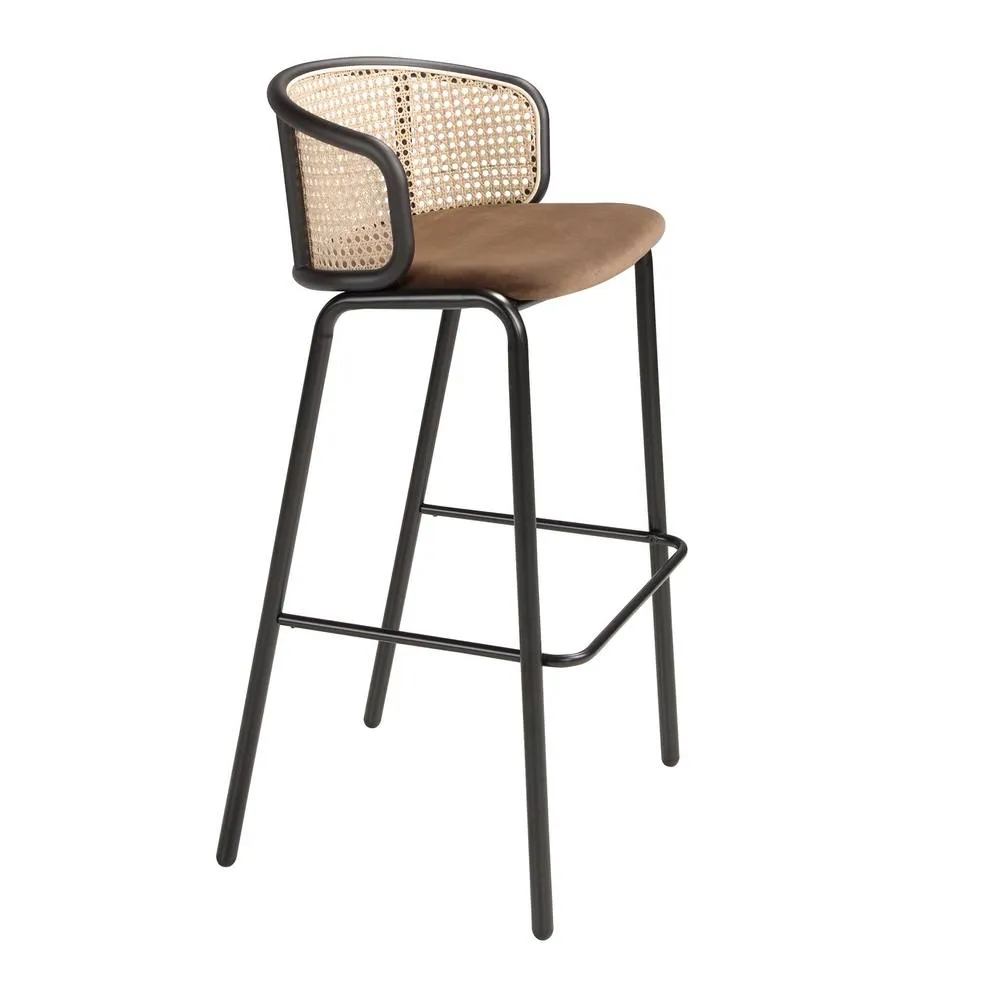 Angel Cerda Rattan Back Brown Velvet Stool 515095 cm