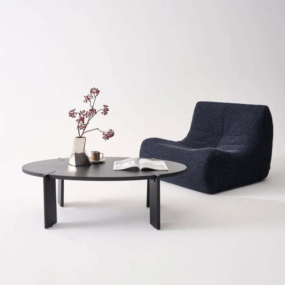 sweeek Solid mango wood oval coffee table in Black 1