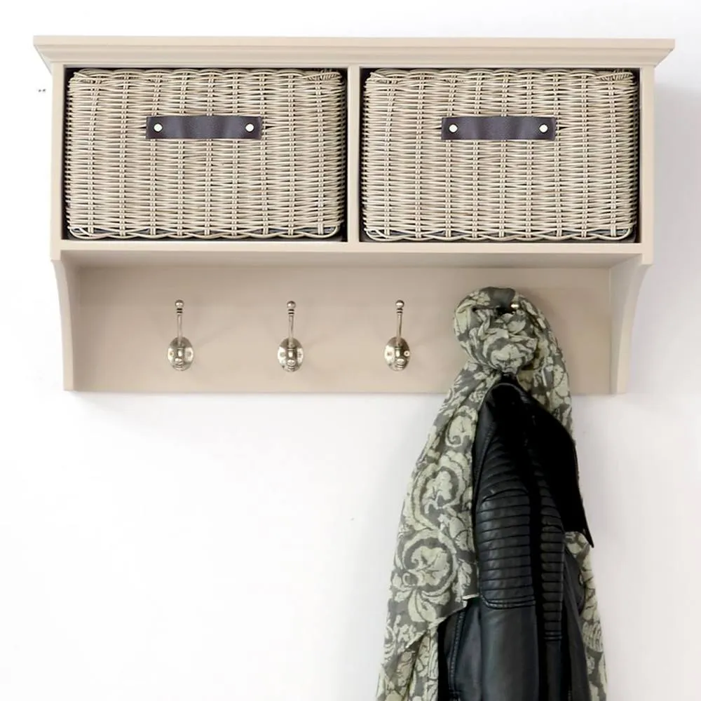 Statement Furniture Tetbury 2 Brown Faux Rattan Basket & Cream Cushion Hallway Set in Taupe 4