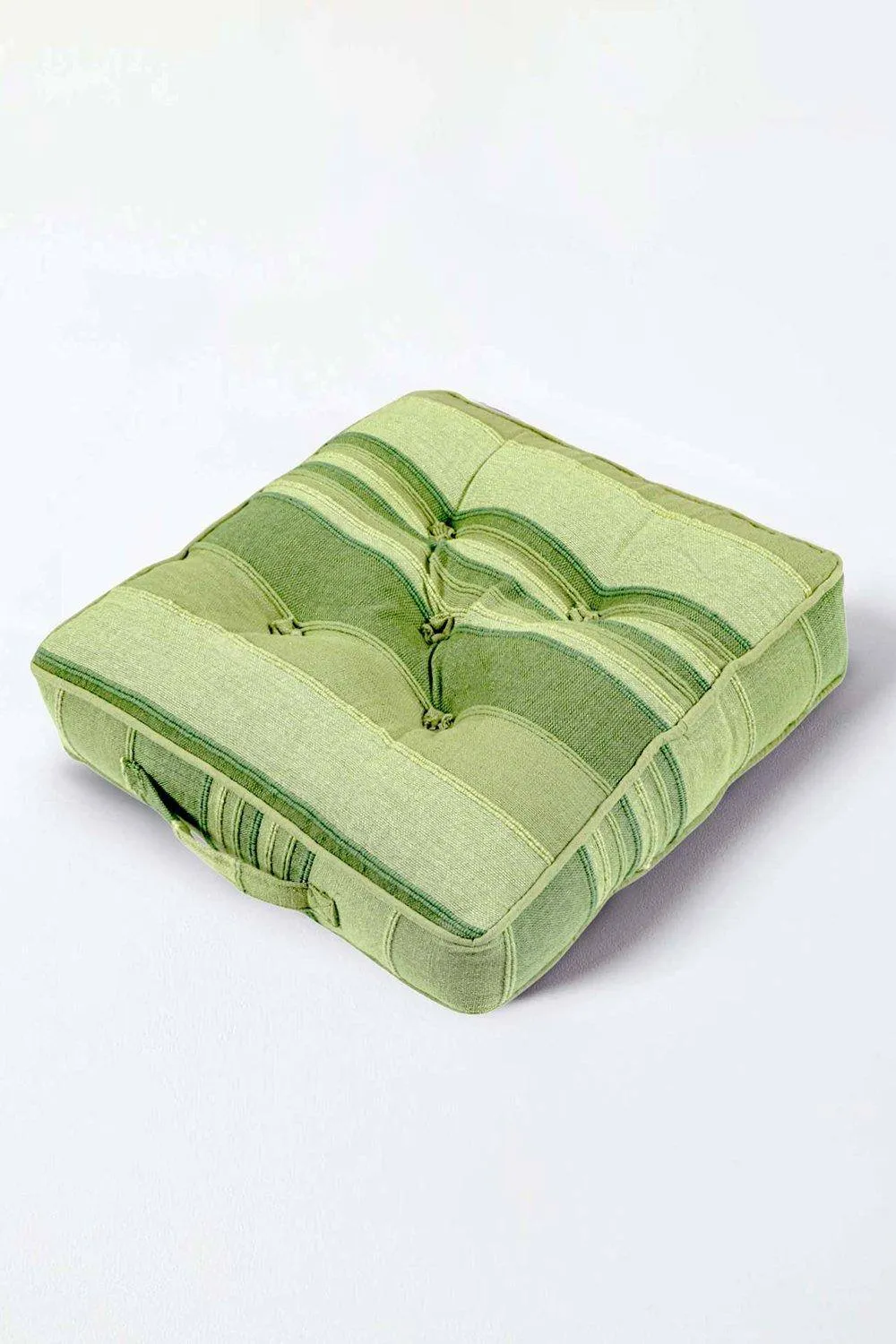 Homescapes Morocco Striped Cotton Floor Cushion in Green 1