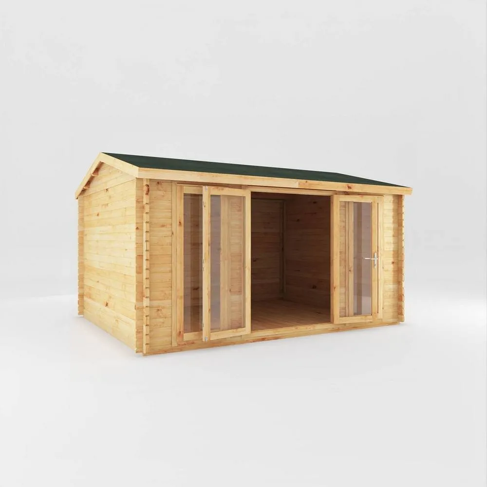 Mercia Home Office Studio Log Cabin - 28 mm - L365.1 x W453.6 x H266.4 cm in Light Tan 2