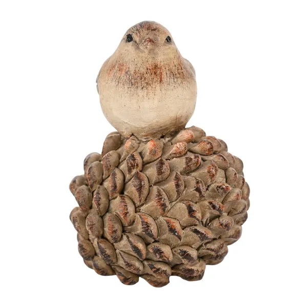 Country Living Wood Effect Bird on a Pinecone Ornament 2