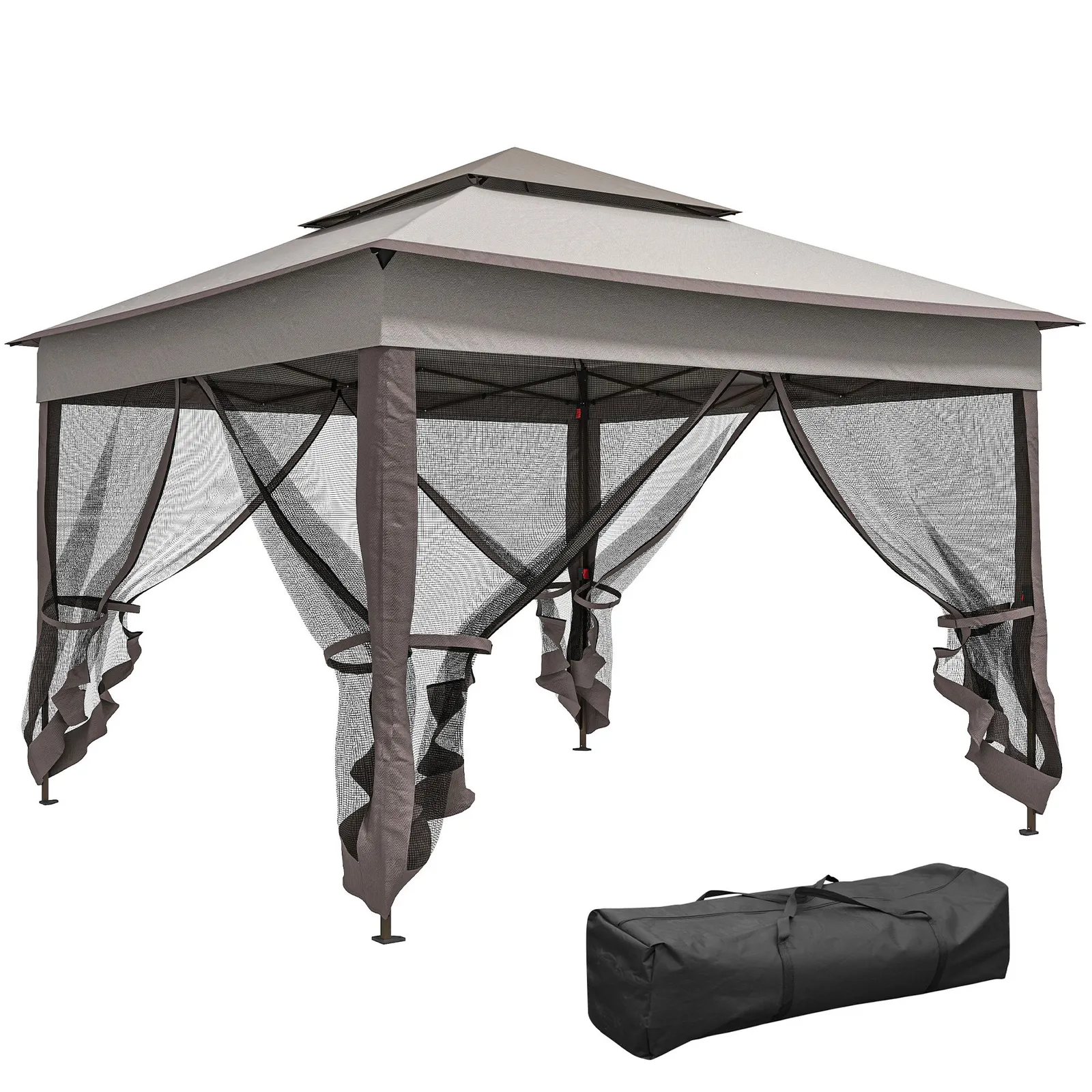 OUTSUNNY Garden Folding Tent Heavy Duty Pop Up Gazebo for Party in Light Grey 2