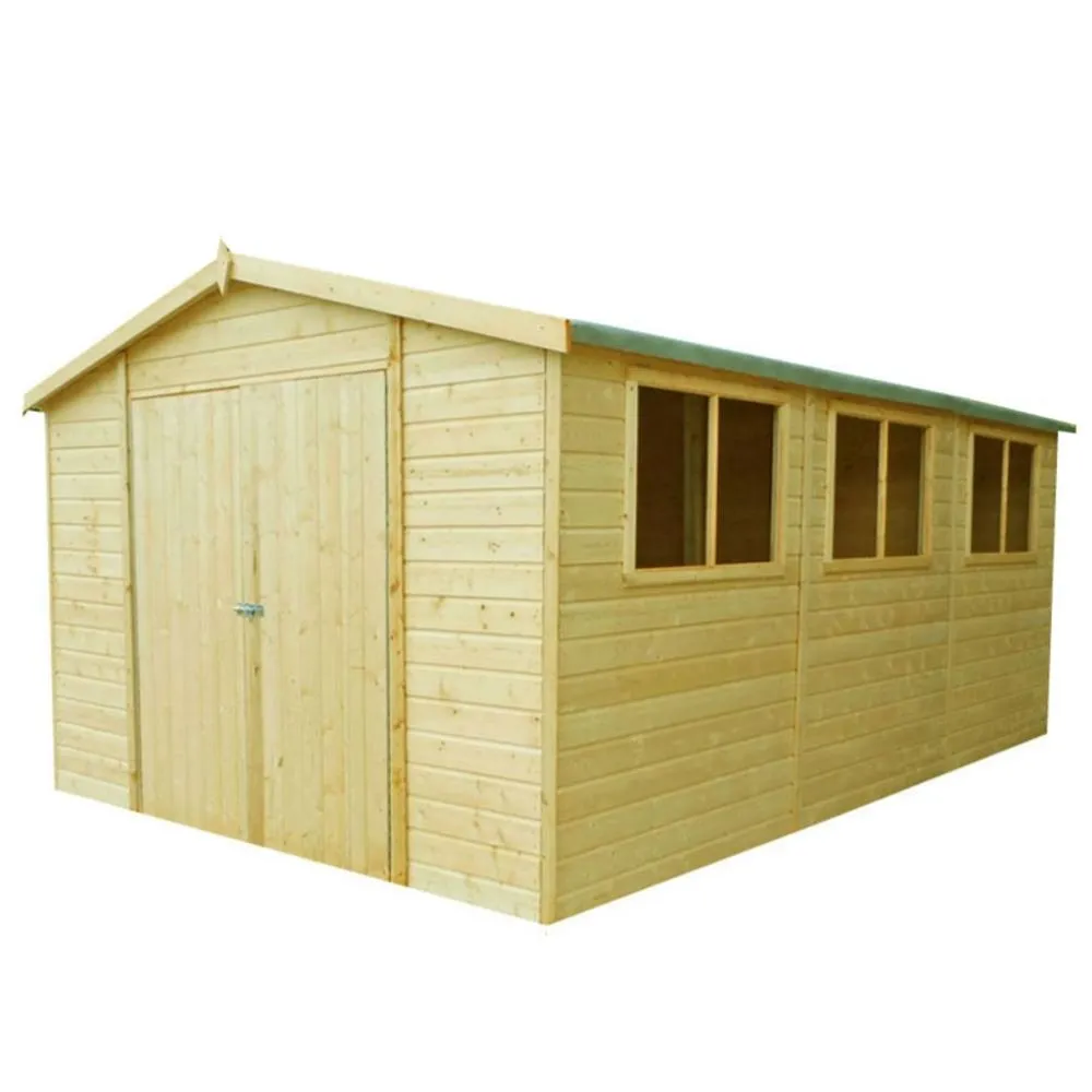 Shires Workspace DD Tongue & Groove Garden Shed Workshop Approx 10x15 Feet in Brown 2
