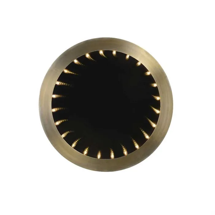 Timothy Oulton LED Inception Brass Circular Wall Mirror - Medium - W100 x D11 x H100cm