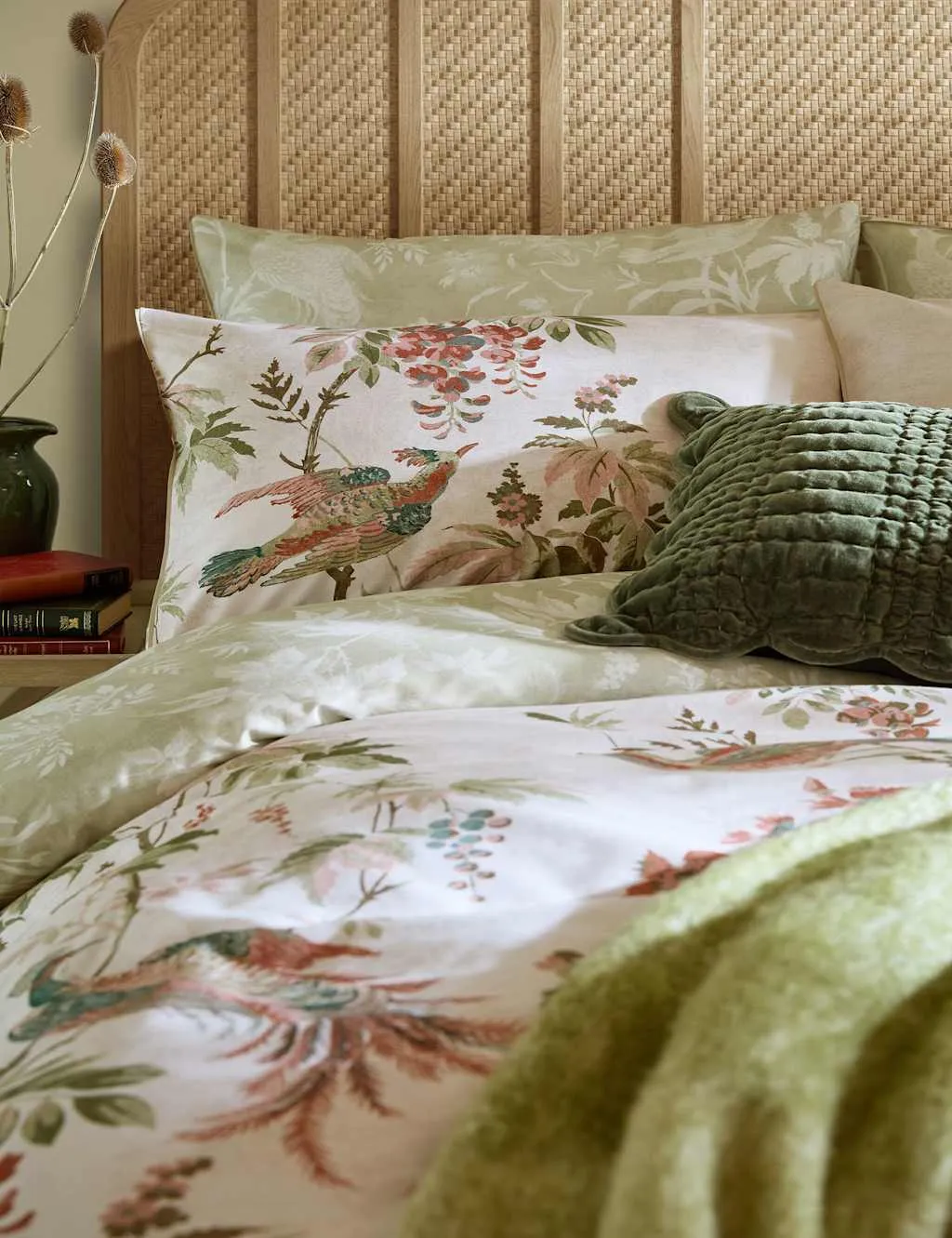 Laura Ashley 2 Pack Pure Cotton Attleton Pillowcases Green Mix