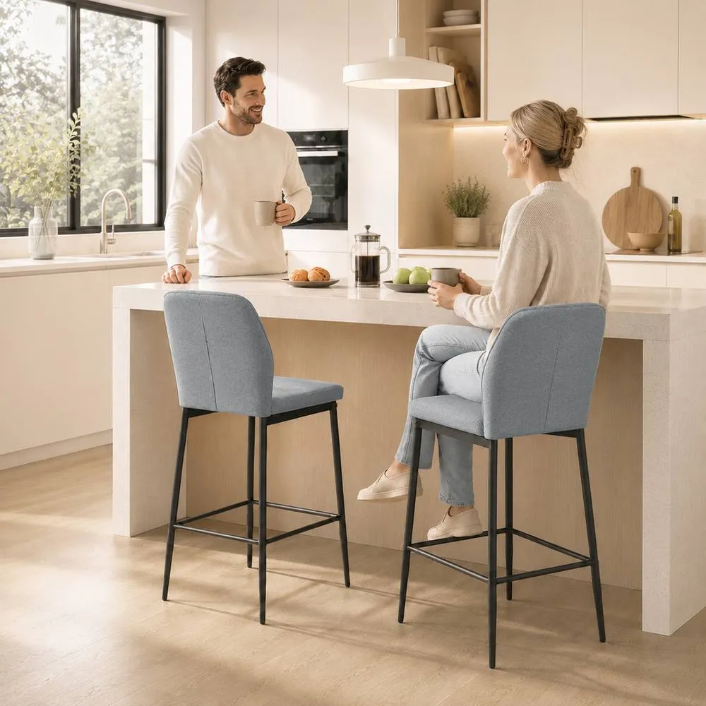 HOMCOM Modern Tall Chairs with Footrest & Backrest, Grey 2