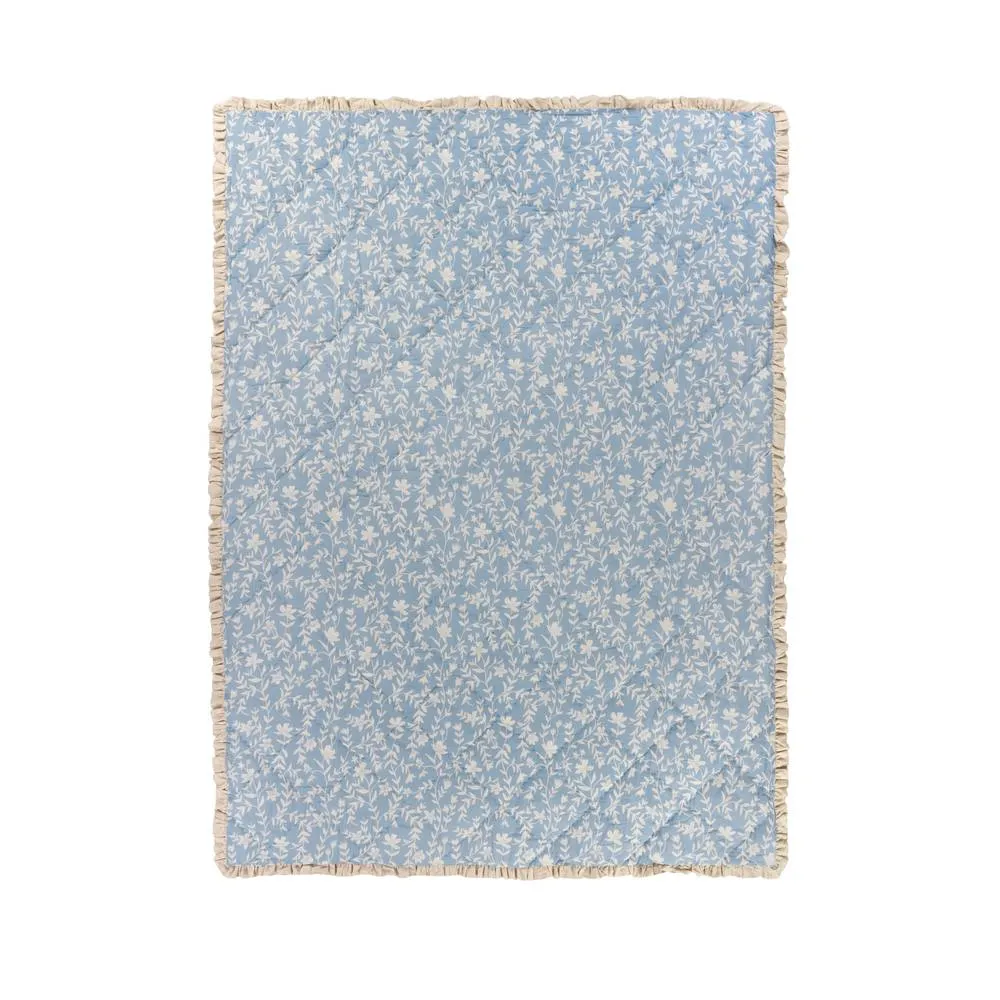 Wylder Amelia 100% Cotton Floral Quilted Bedspread in Blue 4