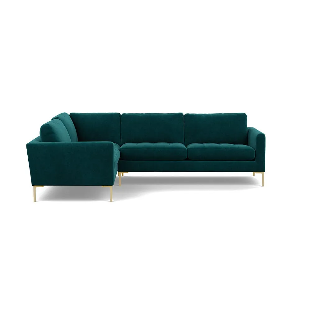Heal's Eton Left Hand Facing Corner Sofa Smart Luxe Velvet Ocean Brass Feet 1