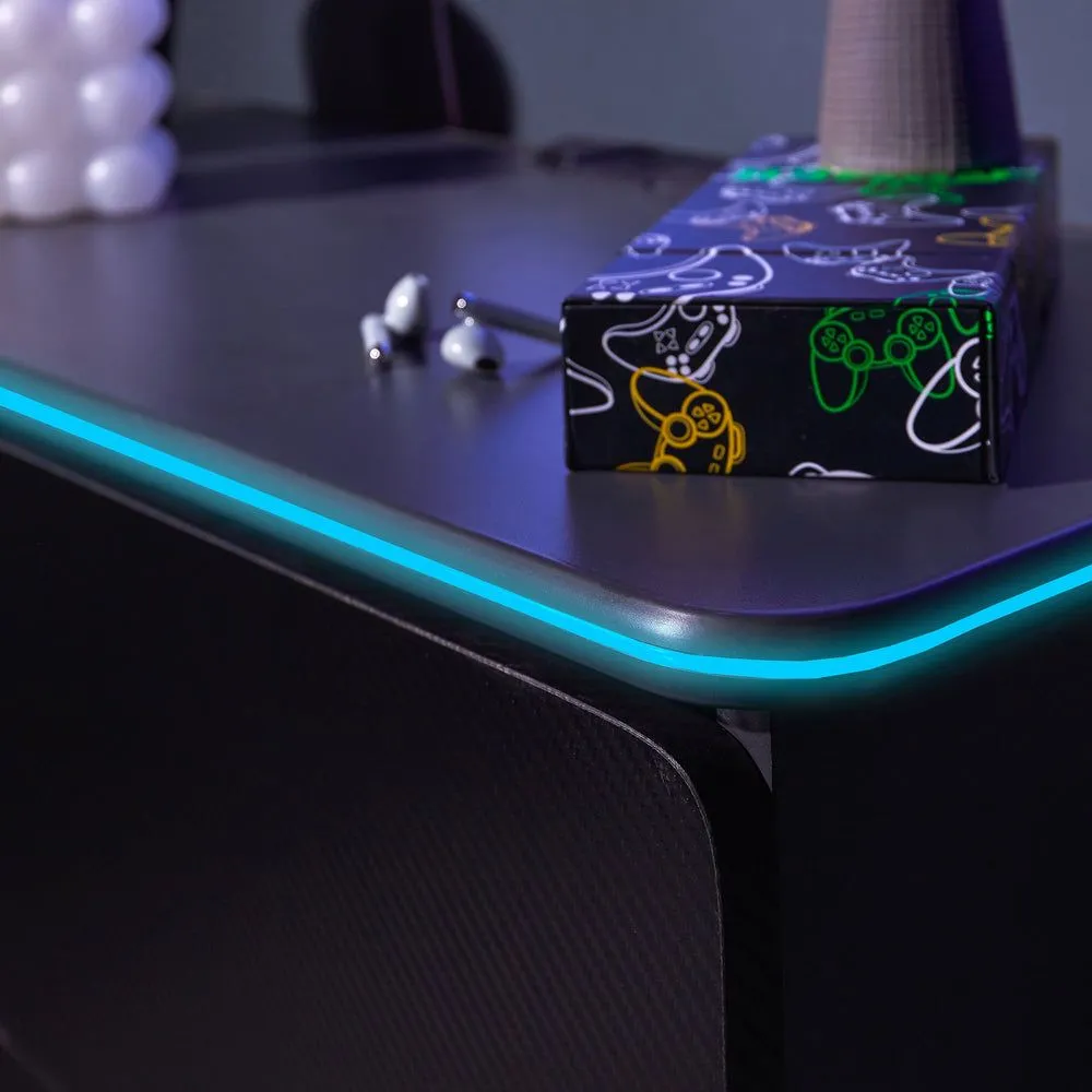 X Rocker Carbon-Tek Chest of 3 Drawers with 2 Shelves & LED Lighting in Grey 3