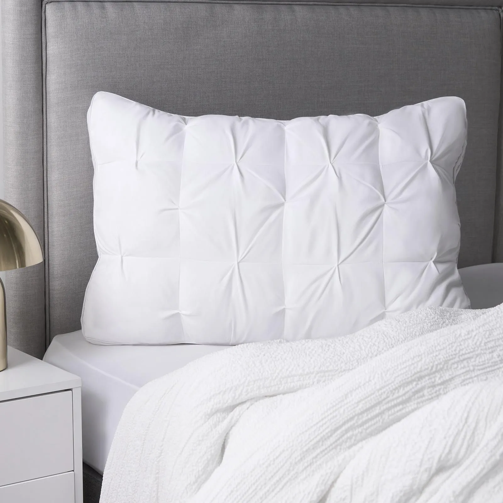 OHS Quilted Pillow Hotel Quality Luxury Filled Soft Bounce Back Plump in White