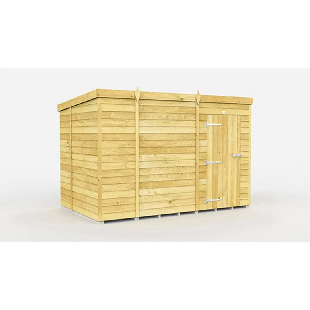 Buttercup Farm 10 x 6 Feet Pent Shed - Single Door W/O Window - L178 x W302 x H201 cm in Brown