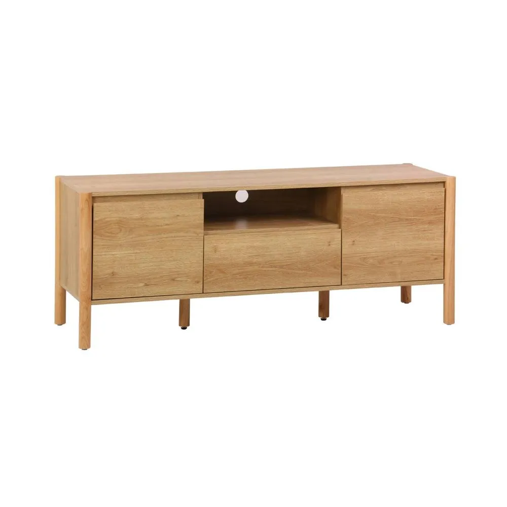 sweeek Wood decor TV stand 2 doors 1 drawer 140cm in Beige 2