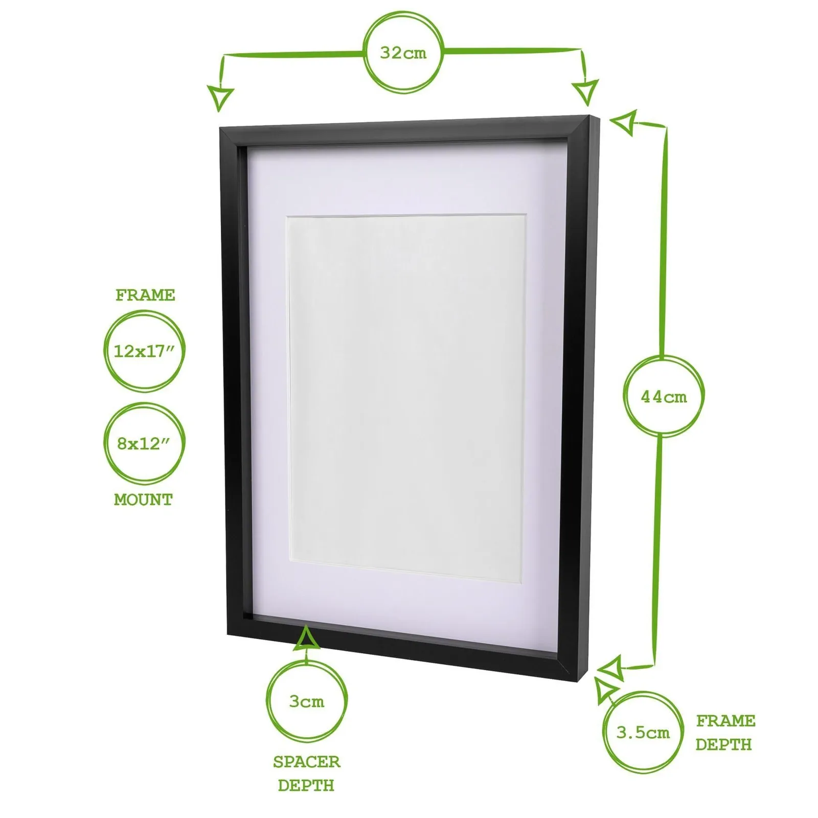 Nicola Spring 3D Box Photo Frame with A4 Mount - A3 (12" x 17") - White Mount in Grey 4