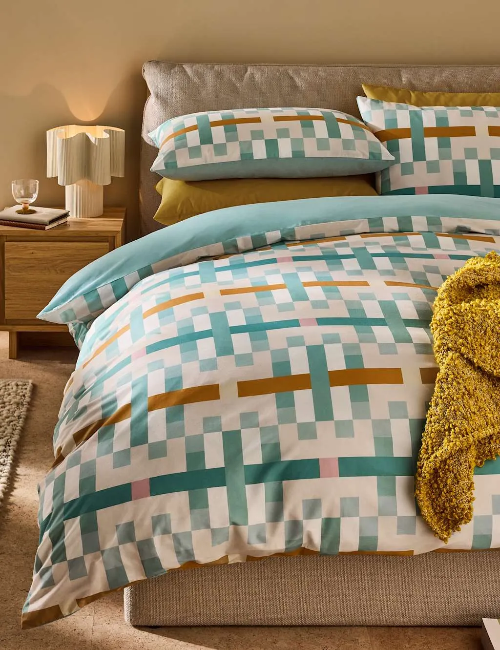 MADE Pure Cotton Carys Bedding Set Green