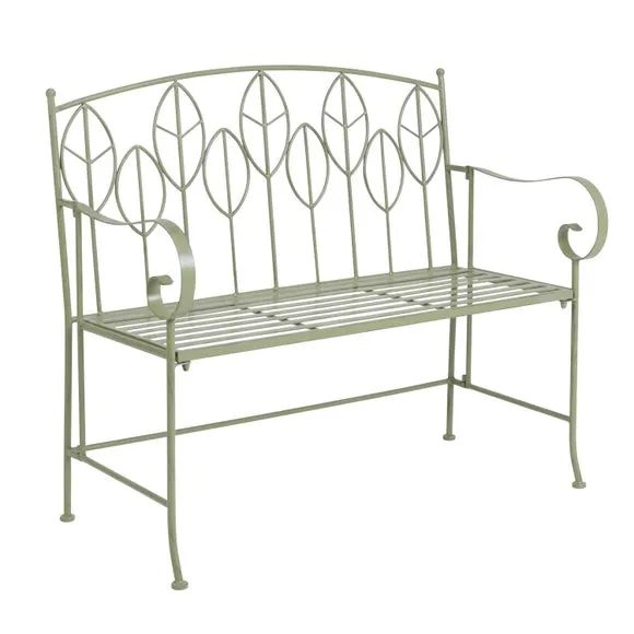 Rustic Leaf Metal Bench 4