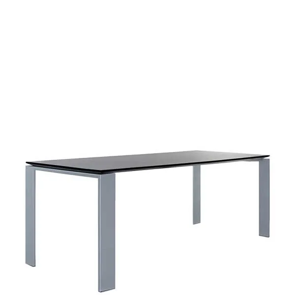Kartell Four Soft Touch Dining Table  Black on Aluminium