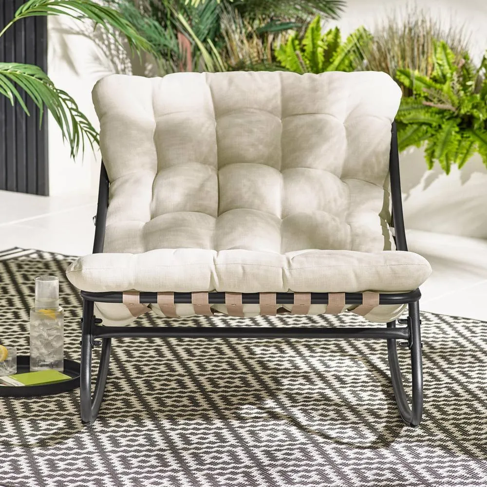 FurnitureboxUK Hydra Metal Outdoor Garden Rocking Chair in Cream 4