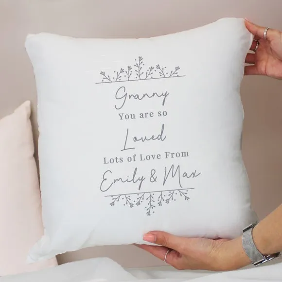 Personalised Grey Floral Square Cushion 3