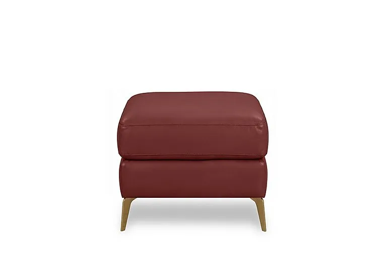 Eclipse Leather Footstool - Deep Red