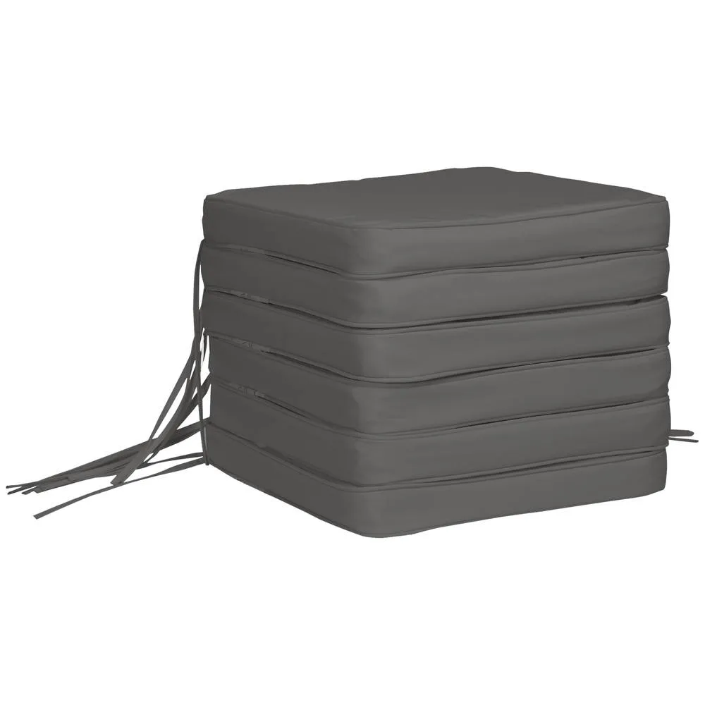 OUTSUNNY Set of 6 Chair Cushion Seat Pads Dining Chair w/ Straps in Grey 2