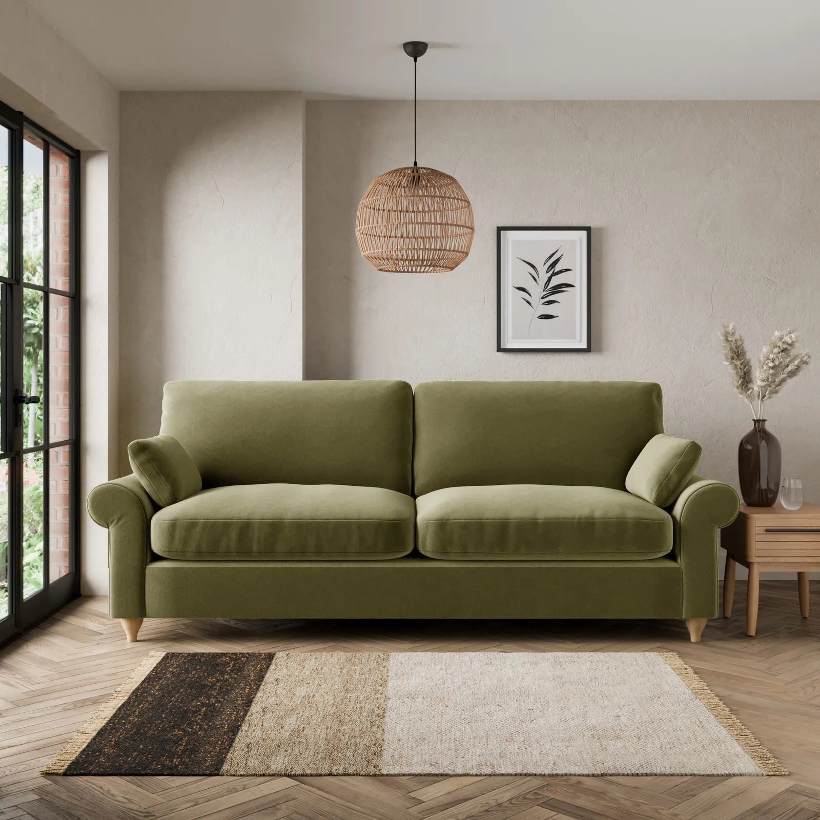 Salisbury Luxury Velvet 4 Seater Sofa Luxury Velvet Olive