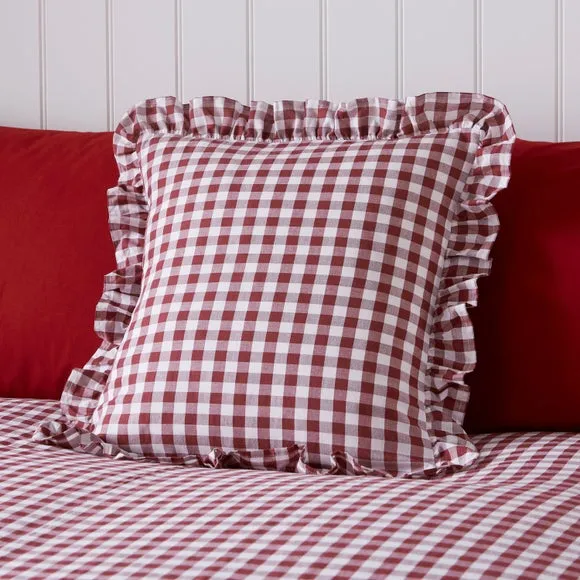 Portloe Frilled Cotton Square Cushion Cover
