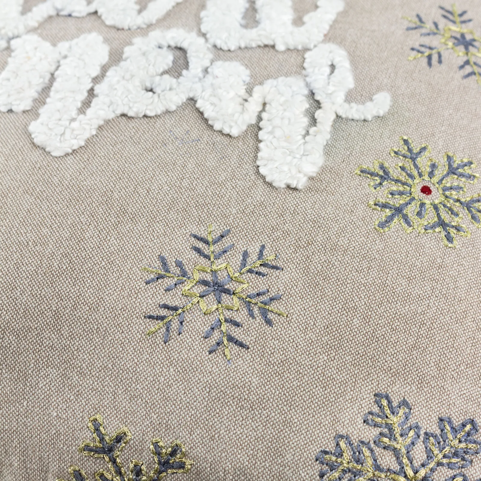 Paoletti Winter Let It Snow Embroidered Cushion in Green 5