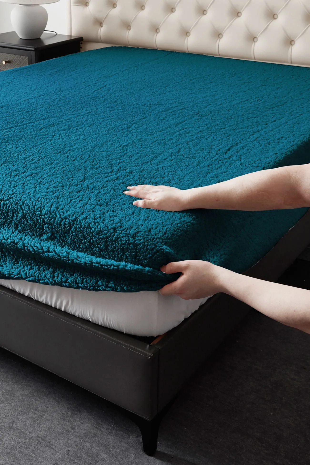 Ezysleep Winter Warm Soft Teddy Fleece Fitted Sheet in Teal 2