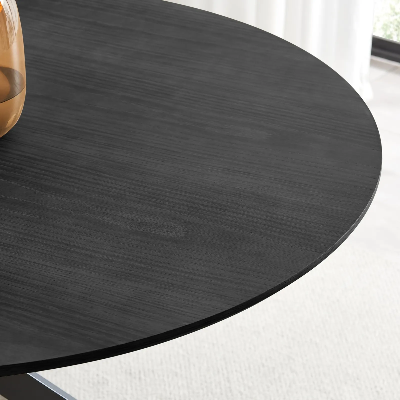 FurnitureboxUK Novara Black Top Dining Table & 6 Beaumont Cream Fabric Chairs 4