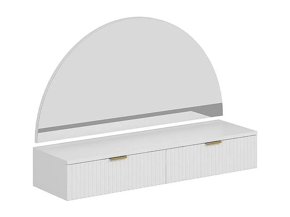Vente-unique Wall-Mounted Dressing Table With Mirror & Leds - 2 Drawers - White 6