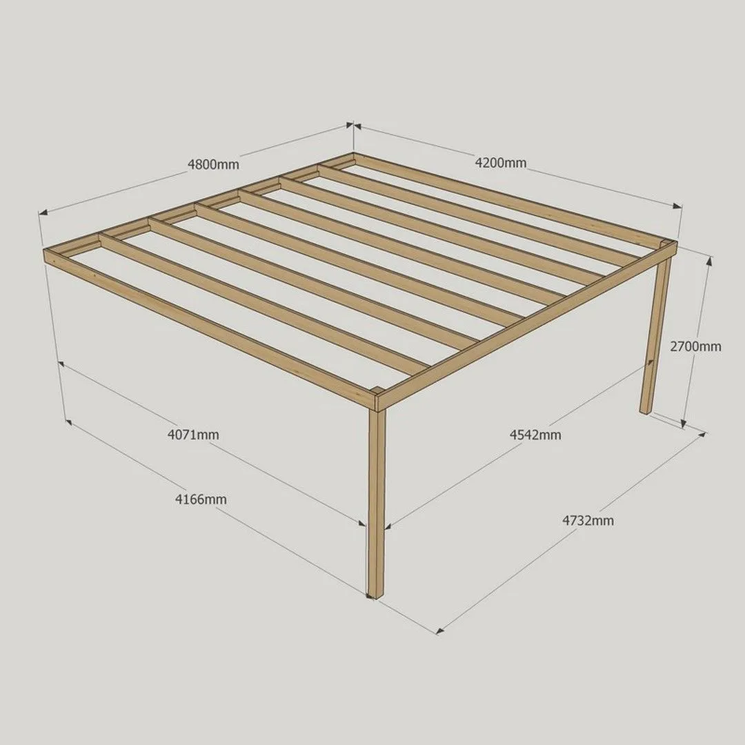 Rutland County Garden Furniture Ltd Wall Mounted Box Pergola - Wood - L420 x W480 x H270 cm - Rustic Brown in Light Green 3