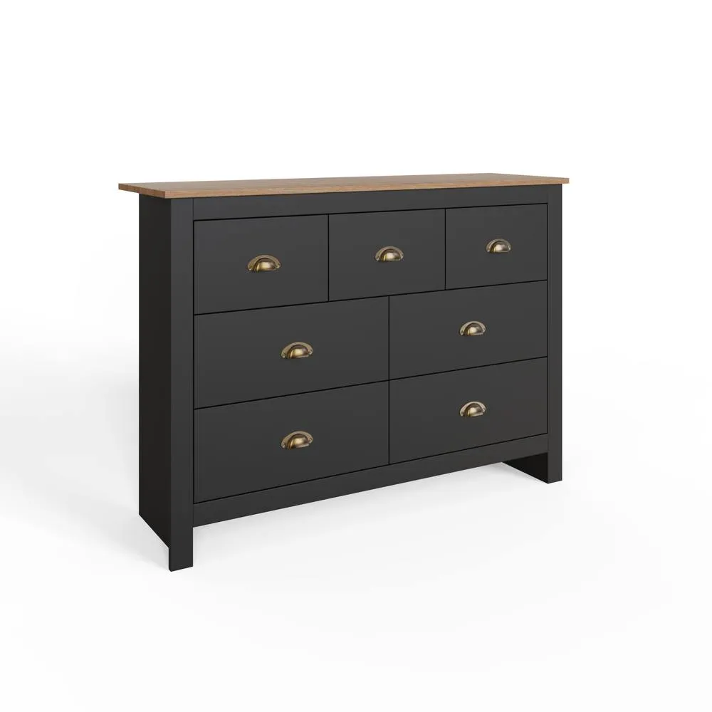 GFW Lancaster 7 Drawer Chest in Black 3