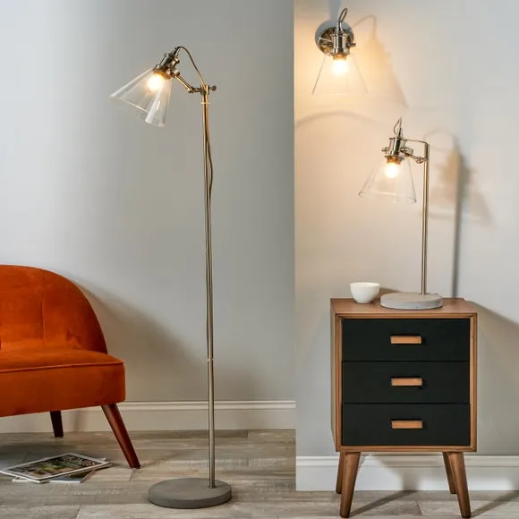 Chaplin Concrete & Brushed Chrome Reading Floor Lamp