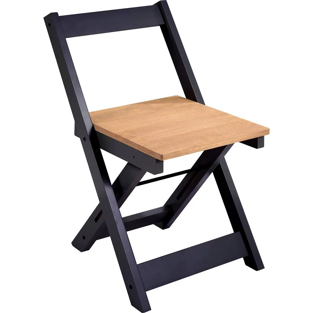 Seconique Santos Folding Chair (Box of 2) Navy Blue/Distressed Waxed Pine 4