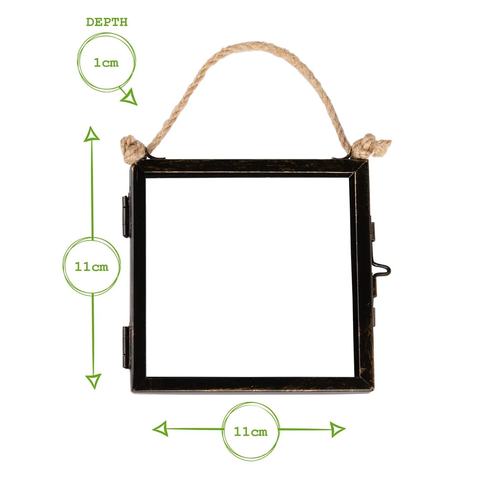 Nicola Spring Hanging Metal Photo Frame - 4" x 4" - Black - Picture Frame Wall Mounted Frame with Rope 3
