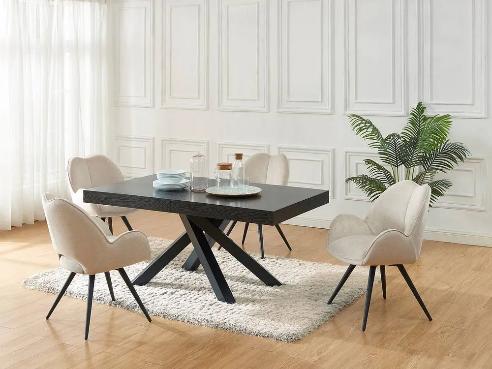 Vente-unique 6 - 10 Seater Extendable Dining Table In MDF & Metal - Black 5