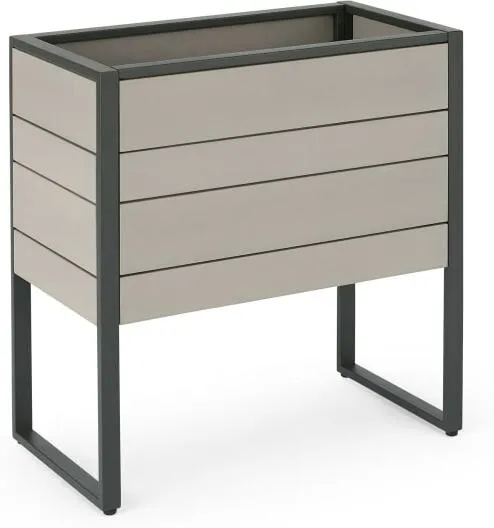 Catania Large Tall Powder-Coated Steel & Polywood Planter, Dark Grey