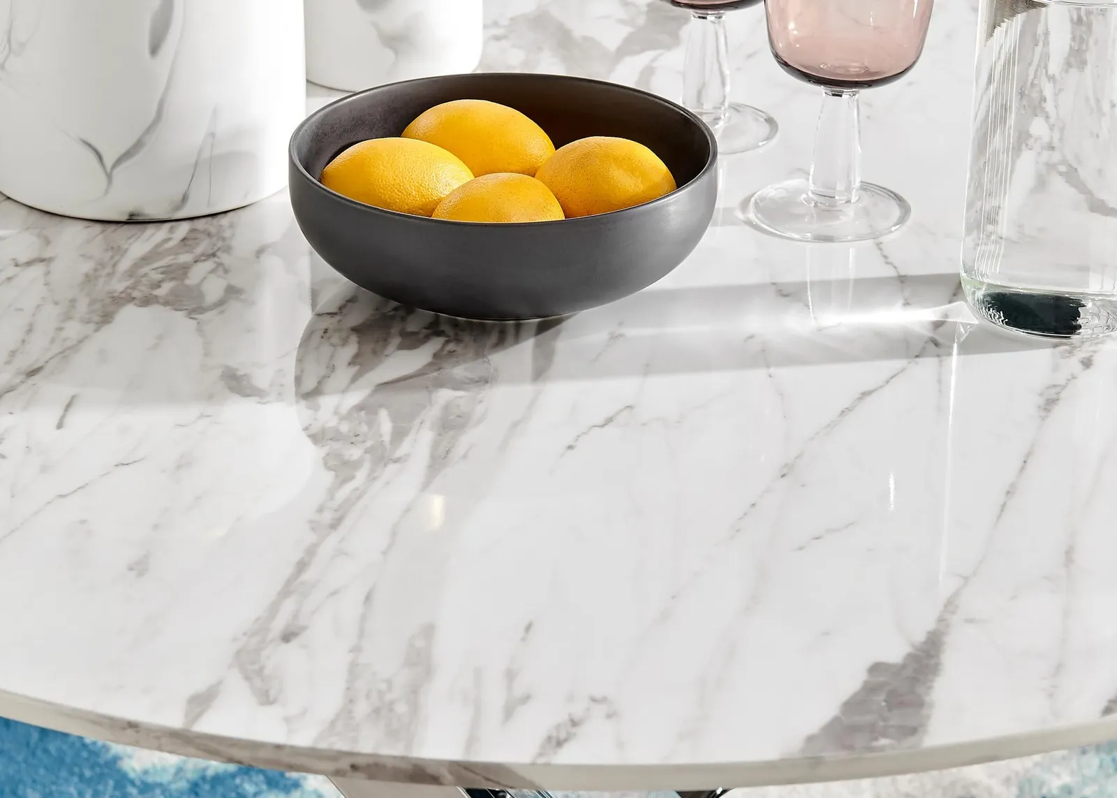 FurnitureboxUK Novara 100cm Round 4-Seater Dining Table With Silver Chrome Legs in Off-White 4