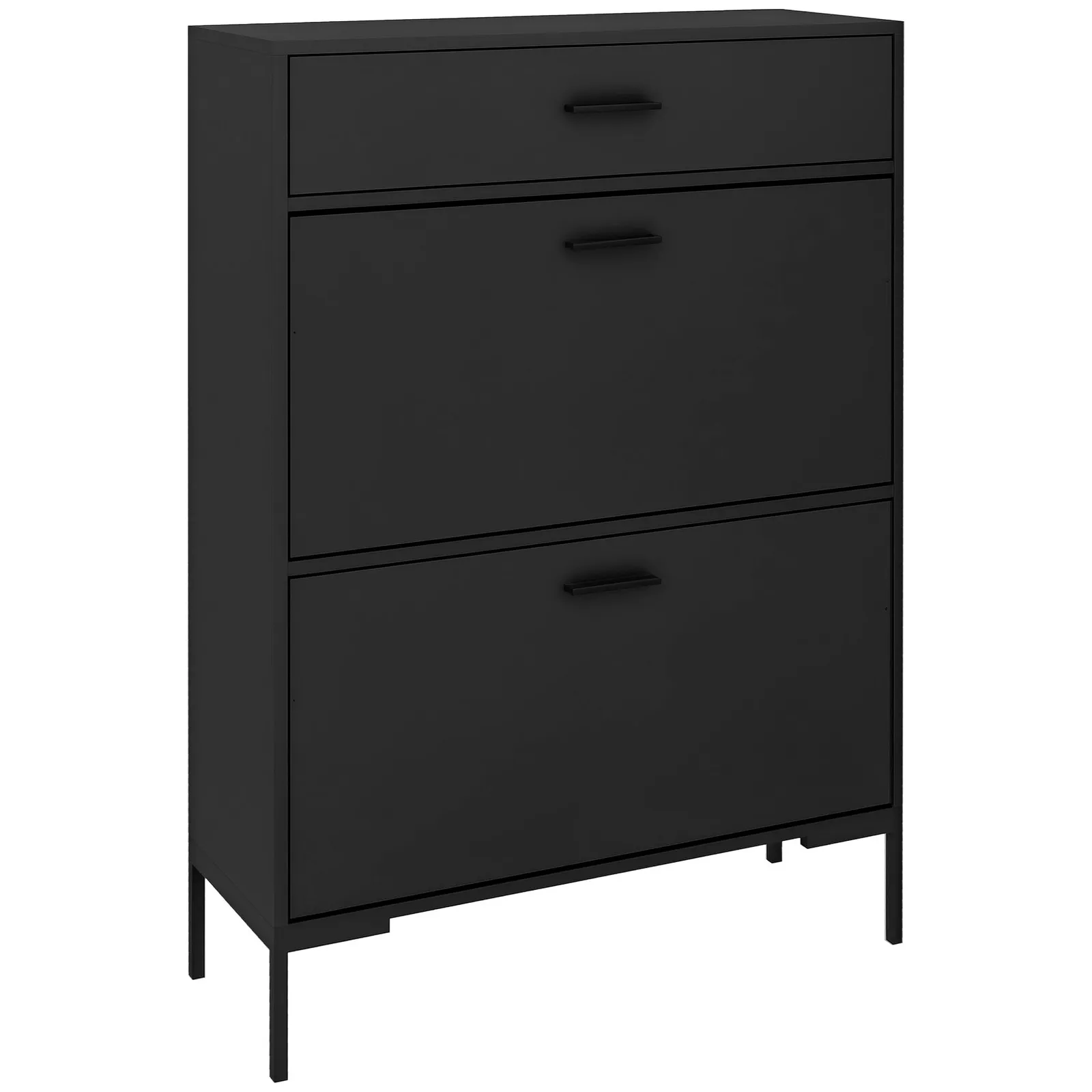 HOMCOM Shoe Storage Cupboard with 2 Flip Doors & Sliding out Drawer, Black 2