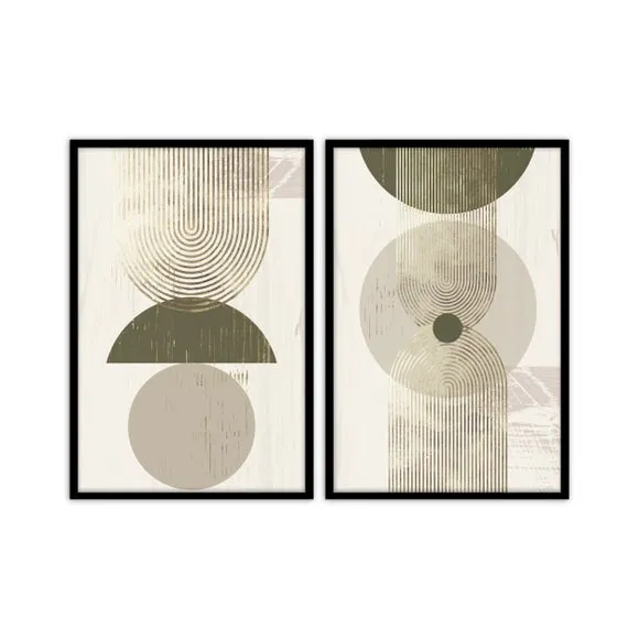 Set of 2 Mid Century Design Framed Prints 2