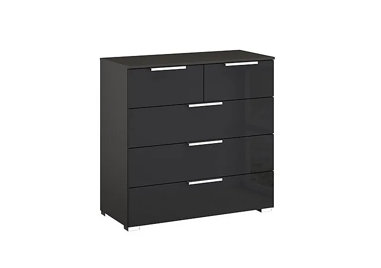 Formes Glass 5 Drawer Chest - Graphite/Basalt Front