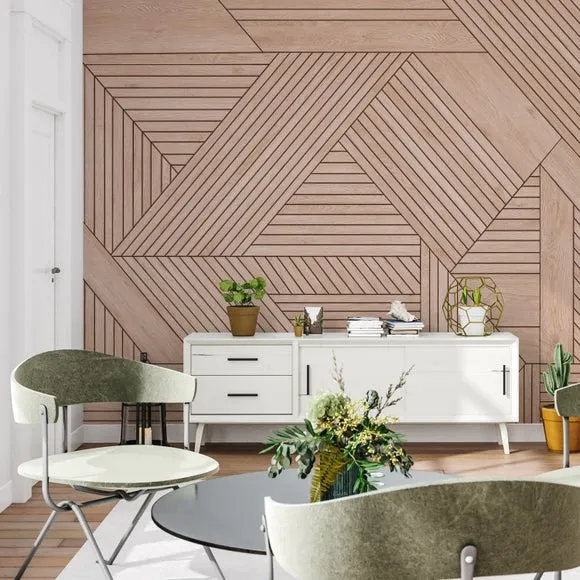Geometric Wooden Panelling Wall Mural 3