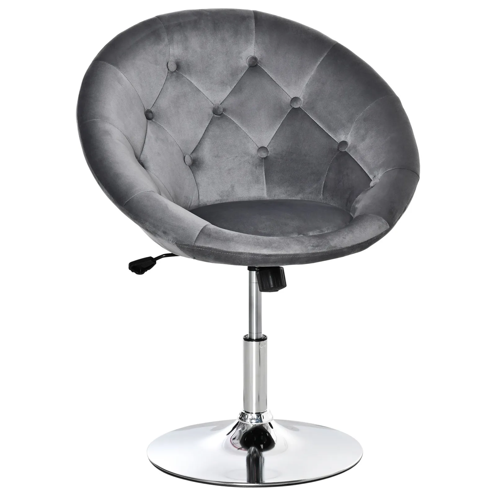HOMCOM Dining Height Bar Stool Velvet-Touch Adjustable Height Armless Tub Chair in Grey 2