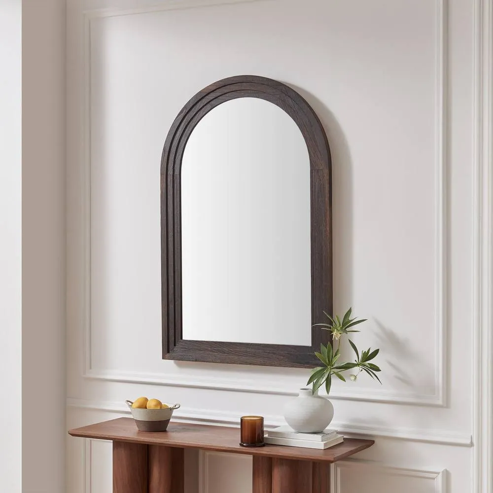 FurnitureboxUK Liora Walnut Wood Full Length 120x80cm Arch Mirror