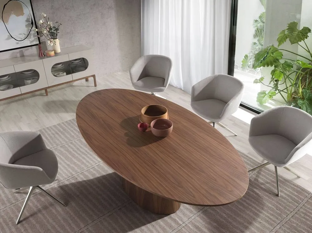 Angel Cerda Oval Walnut Dining Table, Fixed Top, 220x110x76 cm 4