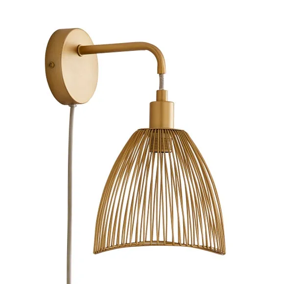 Elements Jaula Rattan Plug In Wall Light 5
