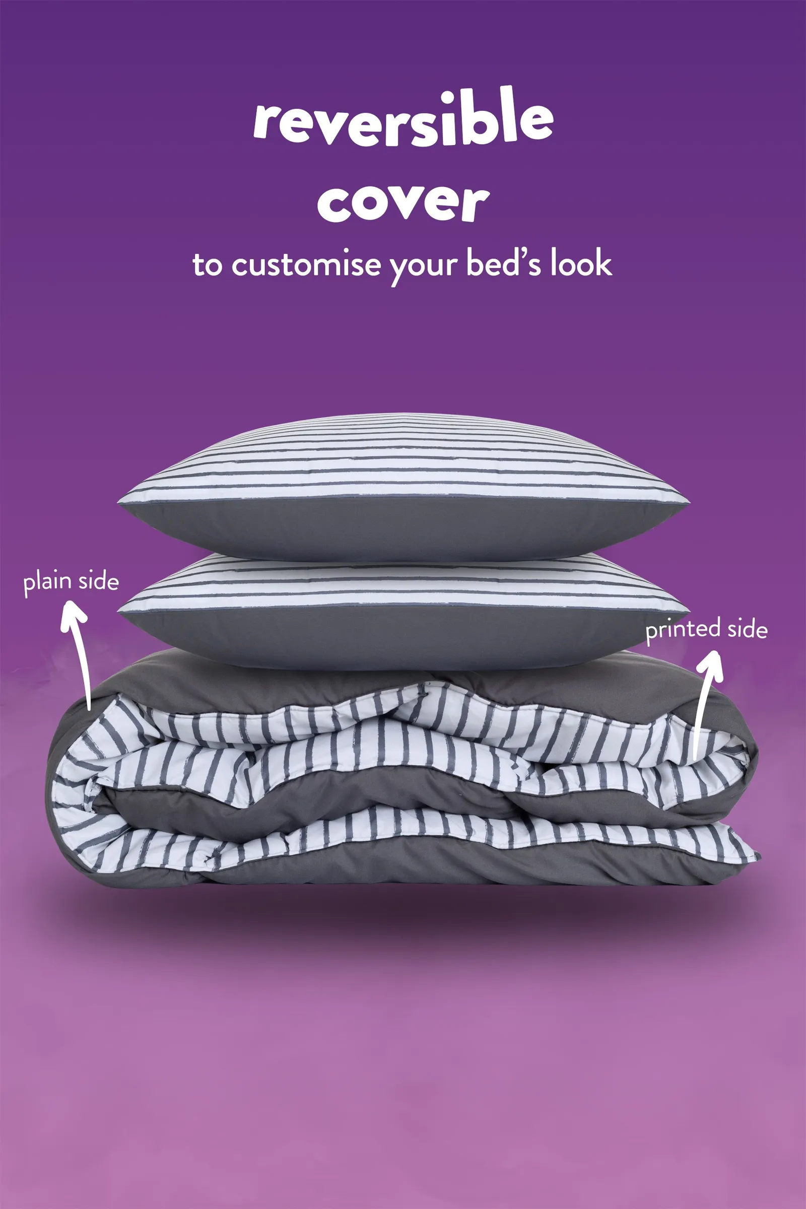 Slumberdown Coverless Comfort Printed Stripe Grey 10.5 Tog Duvet 3