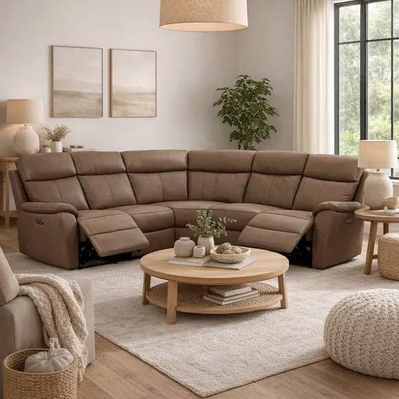 Aspire Kingsmere Leather Power Recliner 5 Seater Corner Sofa 1