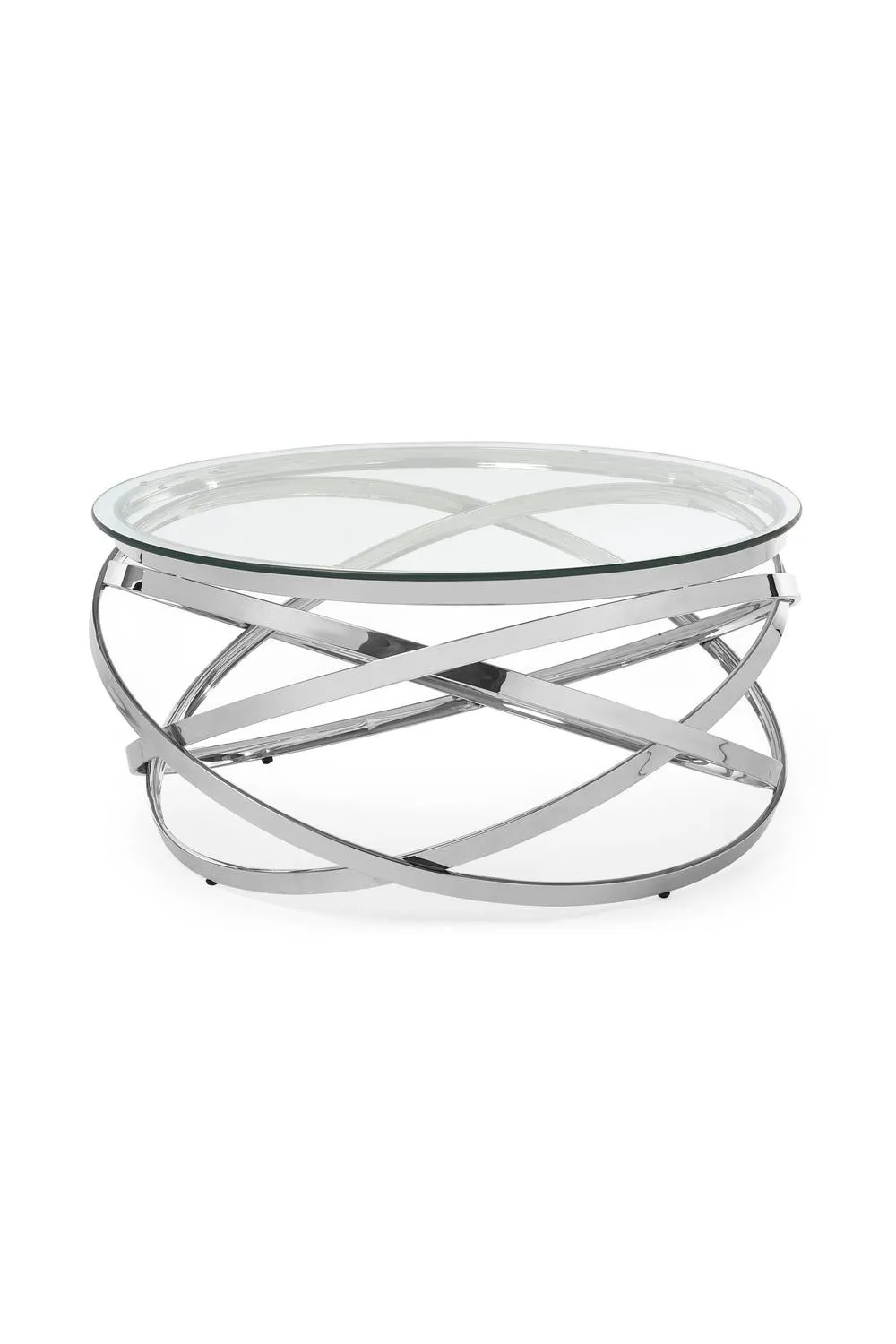 Julian Bowen Vienna Round Glass Top Spiral Frame Coffee Table in Silver 2
